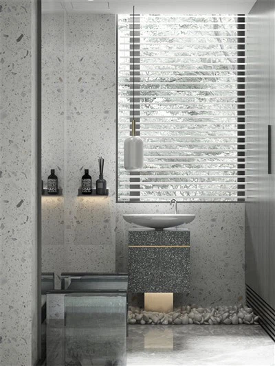 Banheiros modernos de terrazzo